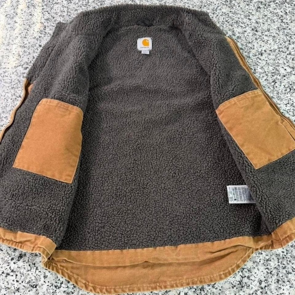 Carhartt Sandstone Sherpa Mock Duck Lined Workwear Vest Small 14806 - Picture 2 of 8